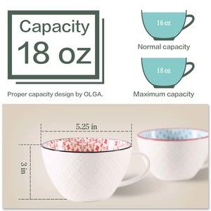 18oz Latte Mug ，Breakfast cups, granola cups, soup cups, fruit cups Set of 4